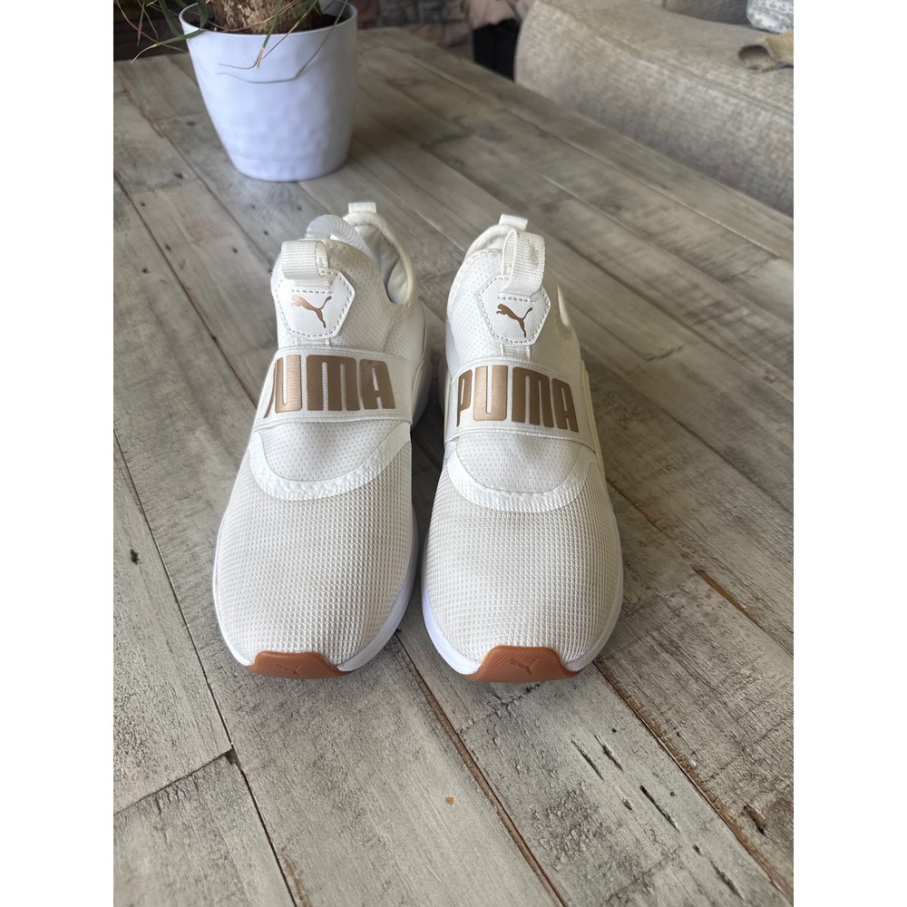 Puma Softride Sophia Eco Womens White Rose Gold Slip On Running Shoes 379023-10